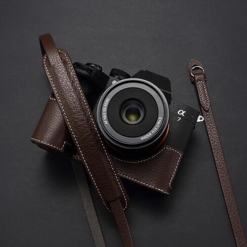 A7M5 Handmade Leather Camera Case Cover for Sony Alpha 7 V/ILCE-7M5 Vintage Genuine Leather Half Body Wrap Protector (Coffee Brown Set) in Kuwait