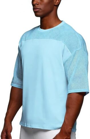 Mens Workout Shirts Short Sleeve Oversize Hipster Big Size Gym Shirts Basketball Hip-hop Mesh T-Shirts for Men T64 in Saudi Arabia