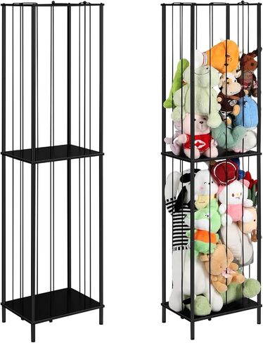 OYEAL Stuffed Animal Storage Holder Metal Toy Storage Organizer, 64'' Stuff Animal Organizer Plushies Storage with Elastic Rope for Playroom Bedroom Kid Room, White in Saudi Arabia