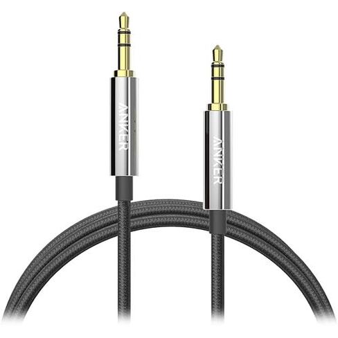 كابل صوت Anker Powerline 3.5 ملم بطول 4 أقدام، سلك Aux ممتاز مع موصلات مطلية بالذهب، كابل ستيريو متين مقاوم للتشابك للسيارة وسماعات الرأس ومكبرات الصوت والصوت المنزلي in Kuwait