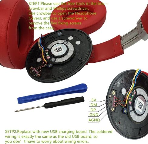 استبدال منفذ شحن Micro USB لجهاز Beats Studio 3 Wireless - طقم إصلاح DIY مع أدوات، إصلاح عدم الشحن ومشكلة منفذ USB فضفاضة in Kuwait