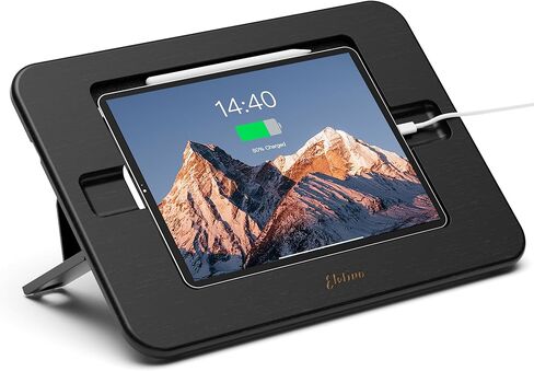 ELETIUO Bamboo Tablet Drawing Stand Holder-Portable&Multi-Angle Adjustable,Tablet Stands Riser with Pencil Wireless Charging,Compatible with 12.9/13 inch iPad Pro,iPad Air/Mini(9.7"-13"),Black in Kuwait