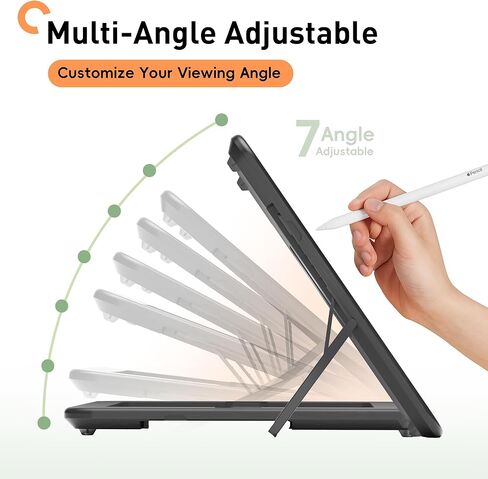 ELETIUO Bamboo Tablet Drawing Stand Holder-Portable&Multi-Angle Adjustable,Tablet Stands Riser with Pencil Wireless Charging,Compatible with 12.9/13 inch iPad Pro,iPad Air/Mini(9.7"-13"),Black in Saudi Arabia