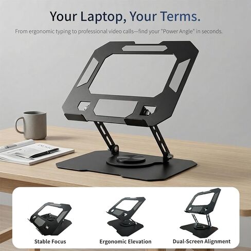 Laptop Stand for Desk, 360 Rotating Computer Riser with Adjustment Wrench, Ergonomic Laptop Riser for Collaborative, WorkFoldable & Portable Heavy Duty Stand Fit 10-16" Laptops in Kuwait