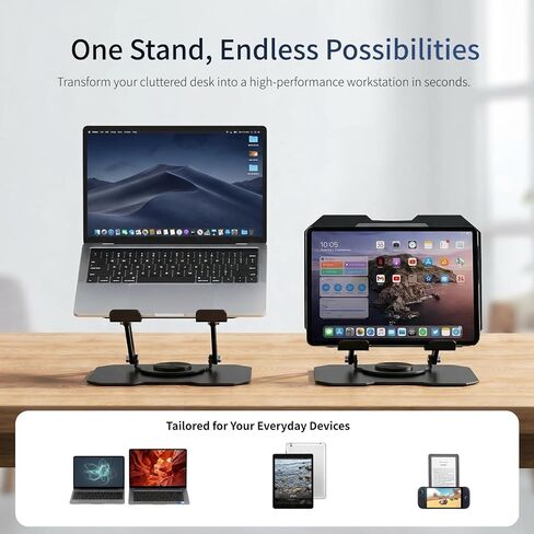 Laptop Stand for Desk, 360 Rotating Computer Riser with Adjustment Wrench, Ergonomic Laptop Riser for Collaborative, WorkFoldable & Portable Heavy Duty Stand Fit 10-16" Laptops in Kuwait