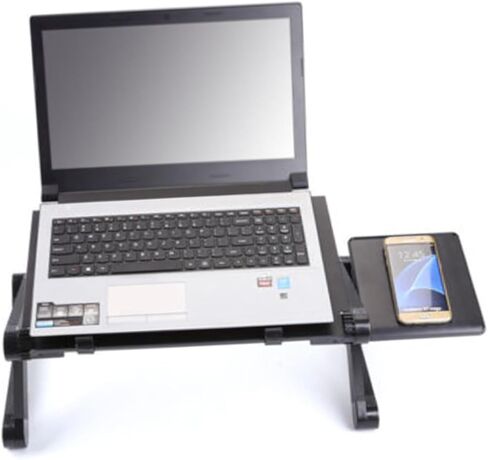 Foldable Laptop Desk with Adjustable Height Portable Bed Table for Laptop Use Aluminum Alloy Cooling Stand with Side Mouse Pad Suitable for Home and Travel in Kuwait