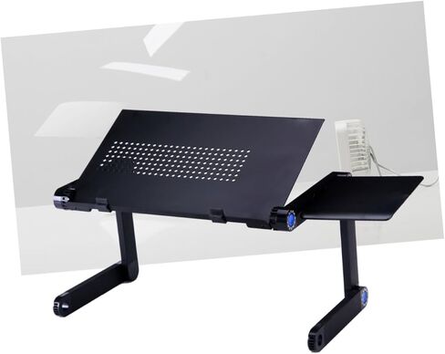 Foldable Laptop Desk with Adjustable Height Portable Bed Table for Laptop Use Aluminum Alloy Cooling Stand with Side Mouse Pad Suitable for Home and Travel in Kuwait