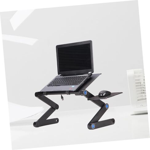 Foldable Laptop Desk with Adjustable Height Portable Bed Table for Laptop Use Aluminum Alloy Cooling Stand with Side Mouse Pad Suitable for Home and Travel in Kuwait
