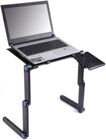 Foldable Laptop Desk with Adjustable Height Portable Bed Table for Laptop Use Aluminum Alloy Cooling Stand with Side Mouse Pad Suitable for Home and Travel in Kuwait