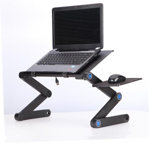 Foldable Laptop Desk with Adjustable Height Portable Bed Table for Laptop Use Aluminum Alloy Cooling Stand with Side Mouse Pad Suitable for Home and Travel in Kuwait