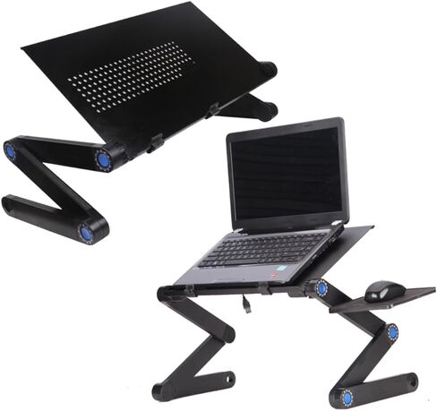 Foldable Laptop Desk with Adjustable Height Portable Bed Table for Laptop Use Aluminum Alloy Cooling Stand with Side Mouse Pad Suitable for Home and Travel in Kuwait
