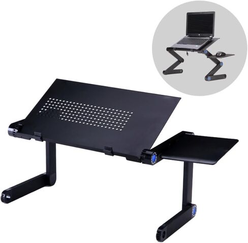 Foldable Laptop Desk with Adjustable Height Portable Bed Table for Laptop Use Aluminum Alloy Cooling Stand with Side Mouse Pad Suitable for Home and Travel in Kuwait