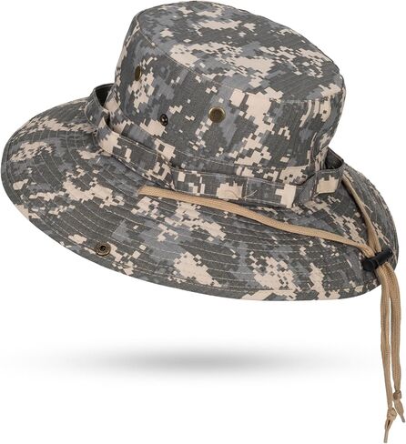 Camouflage Sun Fishing Hats for Men Women Breathable Boonie Hats UV Protection Bucket Cap for Hunting Hiking Camping in Kuwait