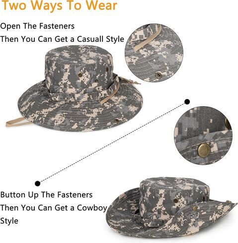 Camouflage Sun Fishing Hats for Men Women Breathable Boonie Hats UV Protection Bucket Cap for Hunting Hiking Camping in Kuwait