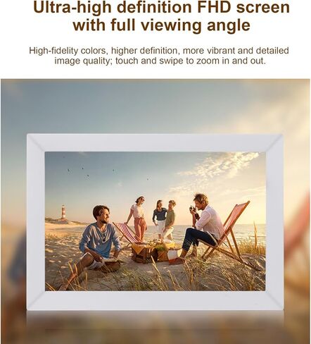 Qinlorgo Smart Picture Frame,13.3 Inch Touch App Remote Sharing Multi User Auto Rotation Slideshow Weather WiFi Digital Picture Frame with Sync Electronic Pictures Frames for Home (White) in Saudi Arabia