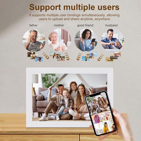 Qinlorgo Smart Picture Frame,13.3 Inch Touch App Remote Sharing Multi User Auto Rotation Slideshow Weather WiFi Digital Picture Frame with Sync Electronic Pictures Frames for Home (White) in Saudi Arabia