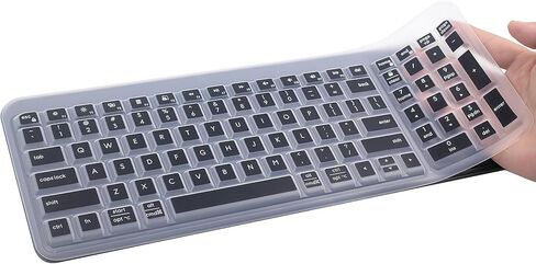 غلاف لوحة مفاتيح من السيليكون متوافق مع لوحة مفاتيح Bluetooth اللاسلكية Logitech K250 Compact مع لوحة أرقام ومتوافقة مع مجموعة Logitech MK250 Bluetooth Wireless Mouse ولوحة المفاتيح (أسود) in Kuwait