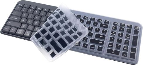 غلاف لوحة مفاتيح من السيليكون متوافق مع لوحة مفاتيح Bluetooth اللاسلكية Logitech K250 Compact مع لوحة أرقام ومتوافقة مع مجموعة Logitech MK250 Bluetooth Wireless Mouse ولوحة المفاتيح (أسود) in Kuwait