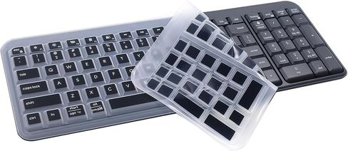 غلاف لوحة مفاتيح من السيليكون متوافق مع لوحة مفاتيح Bluetooth اللاسلكية Logitech K250 Compact مع لوحة أرقام ومتوافقة مع مجموعة Logitech MK250 Bluetooth Wireless Mouse ولوحة المفاتيح (أسود) in Kuwait
