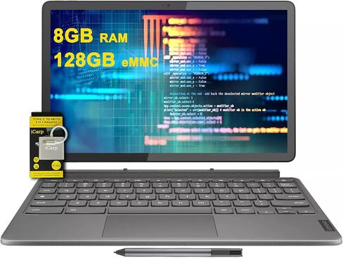 Lenovo Chromebook Duet 3 11 بوصة 2 في 1 كمبيوتر محمول لوحي، ذاكرة وصول عشوائي 8 جيجابايت، 128 جيجابايت eMMC، رمادي | مع لوحة مفاتيح قابلة للفصل، شاشة لمس QHD، وحدة المعالجة المركزية Qualcomm 8-Core، Lenovo USI Pen (متجدد) in Saudi Arabia