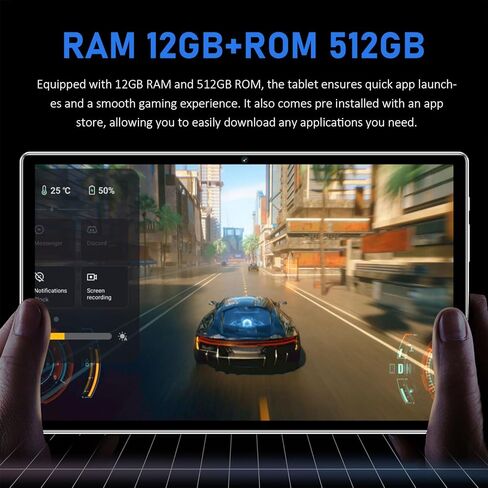 VINGVO 10.1 Inch 5G Tablet, 14, 12GB 512GB ROM, Cameras, Bluetooth, Stylus Pen for Drawing, Working, Entertainment in Kuwait