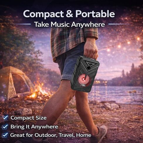 Bluetooth Speaker with Microphone, Wireless Outdoor Speaker with RGB Rhythm Lights, Loud Speaker with Phone Holder for Home, Party, Travel & Outdoor Activities (Red) in Kuwait