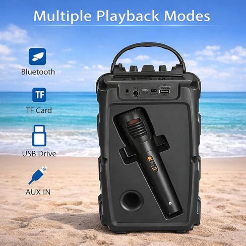 Bluetooth Speaker with Microphone, Wireless Outdoor Speaker with RGB Rhythm Lights, Loud Speaker with Phone Holder for Home, Party, Travel & Outdoor Activities (Red) in Kuwait