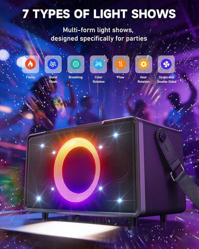 GFEEN Party Blutooth Speaker: 200W Peak Powerful Loud Sound! 15H Playtime, RGB Light Show, Fast Charging, Deep Bass, Large Portable Wireless Speaker for Outdoor, Projector, Backyard, Home, Outside in Kuwait