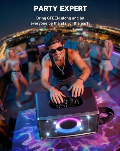 GFEEN Party Blutooth Speaker: 200W Peak Powerful Loud Sound! 15H Playtime, RGB Light Show, Fast Charging, Deep Bass, Large Portable Wireless Speaker for Outdoor, Projector, Backyard, Home, Outside in Kuwait
