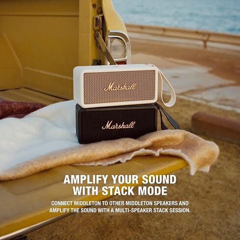 Marshall Middleton Portable Bluetooth Speaker, Black and Brass (Renewed) in Saudi Arabia