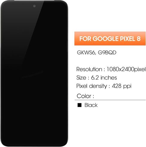 OLED لشاشة Google Pixel 8 البديلة لشاشة Google Pixel 8 LCD GKWS6، G9BQD جزء إصلاح مجموعة رقمنة اللمس مع الإطار in Kuwait
