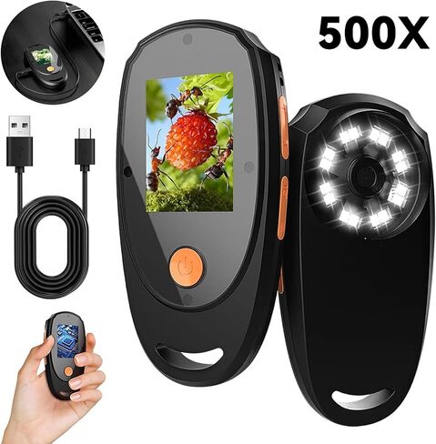 مجهر رقمي للجيب مضاء بإضاءة LED، مجهر صغير محمول بتكبير 500 مرة للأطفال والكبار جديد وجديد in Kuwait