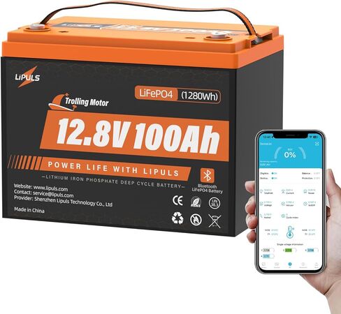 12V 100Ah LiFePO4 Battery (1Pack), Group 24 Lithium Battery, UP to 15000 Cycles, Built-in 100A BMS, Max.1280Wh Energy, Perfect for Trolling Motor, RV, Solar System, Home Energy Storage in Saudi Arabia