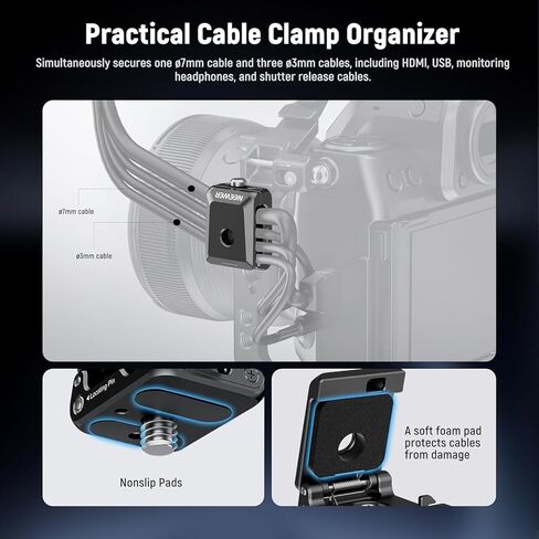 NEEWER Spring Loaded Cable Clamp, 2 Pack, Camera Cage Cable Organizer with Removable Anti Twist Locating Pin, 1/4" Screw, Quick Release Lock, Foam Pad for HDMI, USB, Headphone, Shutter Cables, UA073 in Kuwait