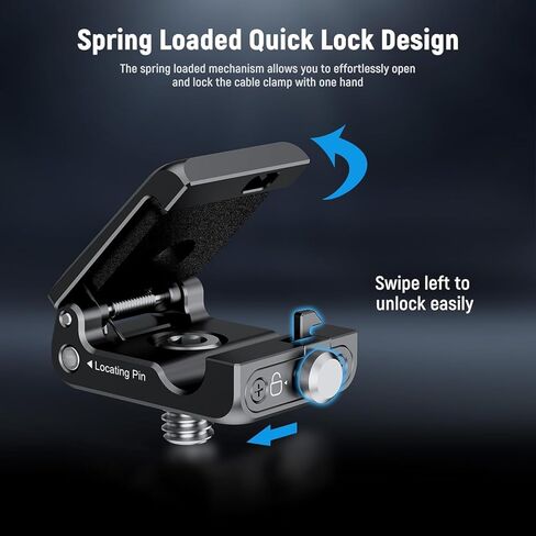 NEEWER Spring Loaded Cable Clamp, 2 Pack, Camera Cage Cable Organizer with Removable Anti Twist Locating Pin, 1/4" Screw, Quick Release Lock, Foam Pad for HDMI, USB, Headphone, Shutter Cables, UA073 in Kuwait