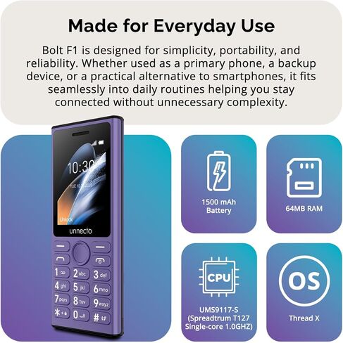 Bolt F1 | Dual SIM | 4G/LTE | Unlocked | Bluetooth | 2.4" Screen | Large Keypad | International Version | Grey in Saudi Arabia