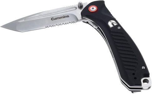 Cummins Serrated Edge Folding Pocket Knife 4-Inch Tanto Blade CMN4724 with Liner Lock Lightweight Utility Knife - Black in Kuwait