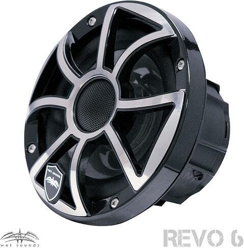 أصوات رطبة - زوجان من مكبرات الصوت المحورية REVO 6-XSB-SS Black XS/Stainless Overlay Grill 6.5 بوصة Marine LED in Kuwait