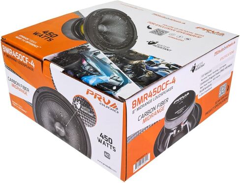PRV AUDIO Carbon Fiber 8" Midrange Speaker 450 Watts 4 Ohm 8MR450CF-4 Water Resistant Car Audio Loudspeaker for Boat UTV 4-Wheeler Motorcycle and Door Panels (Single) in Kuwait