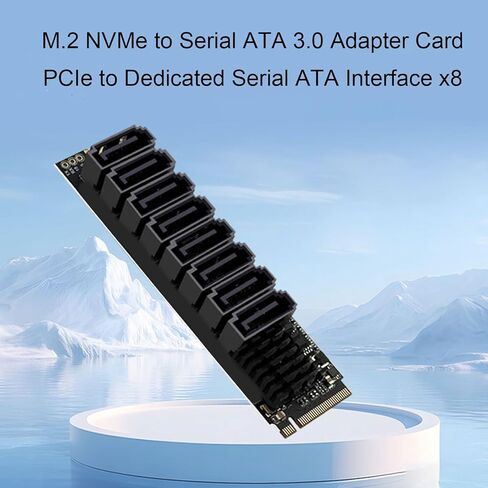 Zopsc M.2 إلى محول، 8 منافذ PCIe 3.0 X2 إلى Serial ATA 6 جيجابت في الثانية مع مبدد حراري من الألومنيوم، لمحركات الأقراص الصلبة SSD NAS OS X in Kuwait