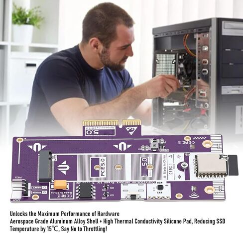 بطاقة محول Zopsc PCIe 5.0 إلى M.2 NVMe بطاقة توسيع SSD بسرعة 128 جيجابت في الثانية مع خاصية بدء التشغيل عن بعد لخادم NAS لألعاب الحوسبة عالية الأداء in Kuwait