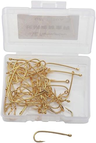 100 Pack Long Shank Bent Back Aberdeen Golden High Carbon Steel Barbed Hooks Carp Fishing Hooks Scud Nymph Dry Fly Tying Sea Cod Bass in Kuwait