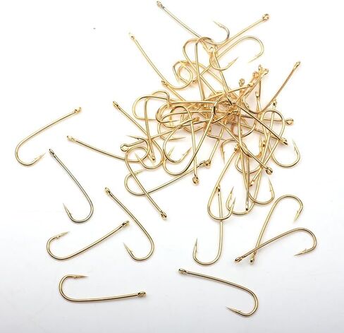 100 Pack Long Shank Bent Back Aberdeen Golden High Carbon Steel Barbed Hooks Carp Fishing Hooks Scud Nymph Dry Fly Tying Sea Cod Bass in Kuwait