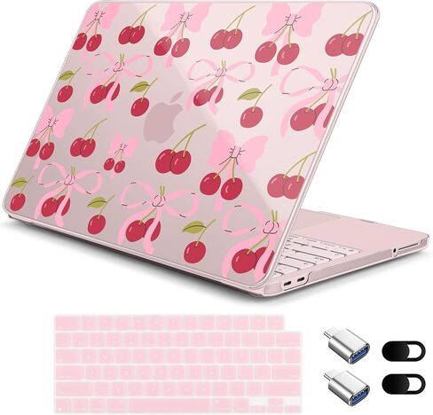 for MacBook Neo 13 Inch Case A18 Pro Chip 2026 Release, Floral Aesthetic Ultra-Slim Hard Shell with Keyboard Cover, 6-in-1 Laptop Accessories Bundle for Women Girls, Pink Cherry Blossoms in Kuwait