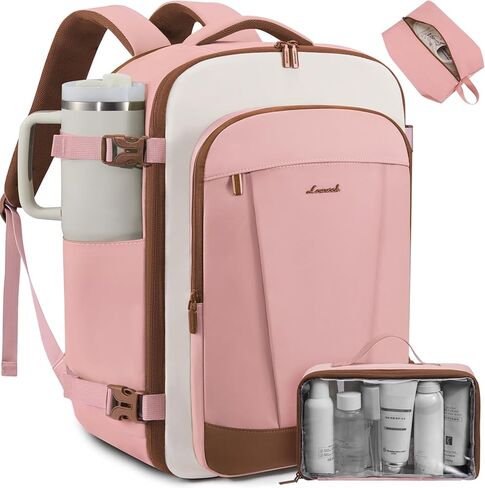 LOVEVOOK 40L Travel Backpack for Women & Men, Airline Approved Carry On Backpack, TSA Personal Item Bag fits 17.3 Inch Laptop, Waterproof Weekender Overnight Bags Suitcase for Work, Light Green in Saudi Arabia