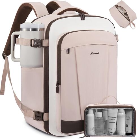 LOVEVOOK 40L Travel Backpack for Women & Men, Airline Approved Carry On Backpack, TSA Personal Item Bag fits 17.3 Inch Laptop, Waterproof Weekender Overnight Bags Suitcase for Work, Light Green in Saudi Arabia