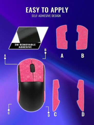 شريط قبضة مضاد للانزلاق لماوس Logitech G PRO X Superlight، مجموعة ملصقات جلد الفأر رفيعة للغاية وممتصة للعرق، قبضة قابلة للغسل وإعادة الاستخدام وغير قابلة للانزلاق للتحكم في ألعاب الرياضات الإلكترونية، نمط ندفة الثلج الوردي in Kuwait
