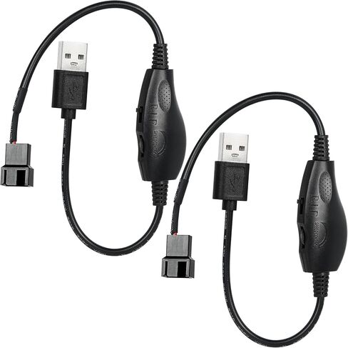 2 حزمة USB 5V إلى 12V 4-Pin وحدة تحكم في سرعة المروحة، الحد الأقصى لإخراج 12V 8W، 4 Pin Fan Splitter لمراوح تبريد الكمبيوتر، 11.8 بوصة in Kuwait