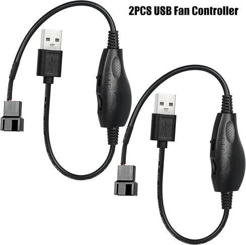 2 حزمة USB 5V إلى 12V 4-Pin وحدة تحكم في سرعة المروحة، الحد الأقصى لإخراج 12V 8W، 4 Pin Fan Splitter لمراوح تبريد الكمبيوتر، 11.8 بوصة in Kuwait