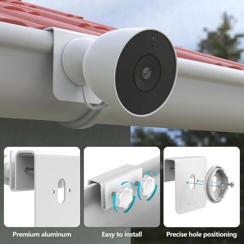 Gutter Mount for Google Nest Cam Outdoor (Wired, 2nd Gen),Security Camera Mounting Bracket No Drill (White,1Pack) in Kuwait